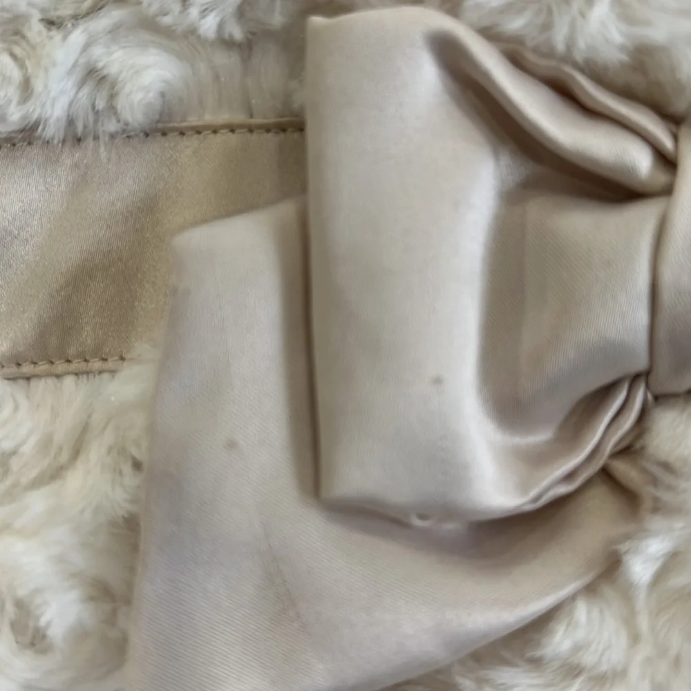 Janie and jack ivory faux fur rosette coat
